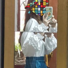 Load image into Gallery viewer, Japanese Fungus Ruched Lolita Blouses Women 2022 Mori Girl Sweet Lantern Sleeve Tops Fresh Kawaii White Shirts Spring