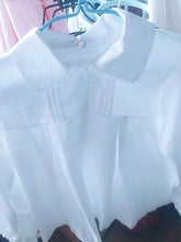 Load image into Gallery viewer, Japanese Fungus Ruched Lolita Blouses Women 2022 Mori Girl Sweet Lantern Sleeve Tops Fresh Kawaii White Shirts Spring