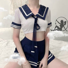 Load image into Gallery viewer, Japanese JK Uniform Schoolgirl Students Uniform Sexy Top and Skirt Lingerie Set Women Sexi Halloween Fancy Party Cosplay Costume