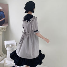 Load image into Gallery viewer, Japanese Kawaii Midi Dress Women Bow Lace-up A-line Sweet Cute Lolita Dresses Patchwork Ruffles College Style Summer Dress 2021