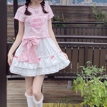 Load image into Gallery viewer, Japanese Kawaii Mini Skirt Women Korean Patchwork Casual Sweet Lolita Skirts Female High Waist Ruffles Fairy Skirt 2021 Summer