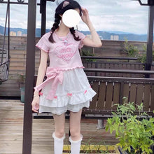 Load image into Gallery viewer, Japanese Kawaii Mini Skirt Women Korean Patchwork Casual Sweet Lolita Skirts Female High Waist Ruffles Fairy Skirt 2021 Summer