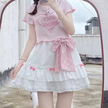 Load image into Gallery viewer, Japanese Kawaii Mini Skirt Women Korean Patchwork Casual Sweet Lolita Skirts Female High Waist Ruffles Fairy Skirt 2021 Summer