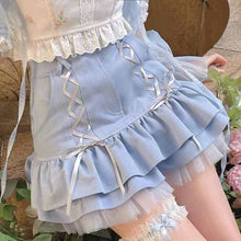 Load image into Gallery viewer, Japanese Kawaii Mini Skirt Women Summer Casual Designer Elegant Lolita Sexy Skirt High Waist Lace Bandage Y2k Sweet Skirt 2021