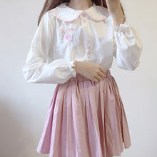 Load image into Gallery viewer, Japanese Kawaii Shirts Embroidery Women 2022 Sweet Cute Pink Blouses JK Spring Preppy Style Uniform Tops Long Sleeve