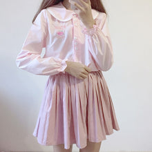 Load image into Gallery viewer, Japanese Kawaii Shirts Embroidery Women 2022 Sweet Cute Pink Blouses JK Spring Preppy Style Uniform Tops Long Sleeve
