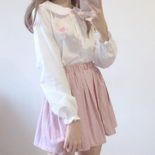 Load image into Gallery viewer, Japanese Kawaii Shirts Embroidery Women 2022 Sweet Cute Pink Blouses JK Spring Preppy Style Uniform Tops Long Sleeve