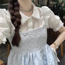 Load image into Gallery viewer, Japanese Kawaii Strap Dresses Women 2021 Blue Sweet Elegant Casual Party Mini Dress Korean Fashion Lolita Beach Clothing Summer