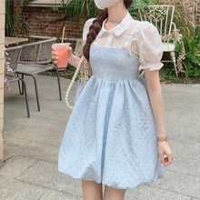 Load image into Gallery viewer, Japanese Kawaii Strap Dresses Women 2021 Blue Sweet Elegant Casual Party Mini Dress Korean Fashion Lolita Beach Clothing Summer