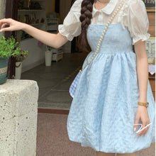 Load image into Gallery viewer, Japanese Kawaii Strap Dresses Women 2021 Blue Sweet Elegant Casual Party Mini Dress Korean Fashion Lolita Beach Clothing Summer