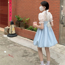 Load image into Gallery viewer, Japanese Kawaii Strap Dresses Women 2021 Blue Sweet Elegant Casual Party Mini Dress Korean Fashion Lolita Beach Clothing Summer
