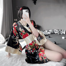 Load image into Gallery viewer, Japanese Kimono Hot Uniform Sexy Cosplay Outfit for Women Traditional Style Robe Yukata Costumes Pajamas Soft Silk Belt 3pcs Set