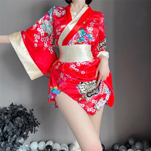 Load image into Gallery viewer, Japanese Kimono Hot Uniform Sexy Cosplay Outfit for Women Traditional Style Robe Yukata Costumes Pajamas Soft Silk Belt 3pcs Set