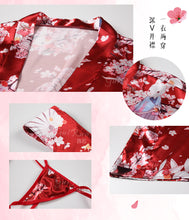Load image into Gallery viewer, Japanese Kimono Skirt Pyjama Set Women Sexy Sleepwear Porno Thin Nightdress Thong Suit Seductive Erotica Cosplay Slutty Clothes
