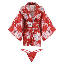 Load image into Gallery viewer, Japanese Kimono Skirt Pyjama Set Women Sexy Sleepwear Porno Thin Nightdress Thong Suit Seductive Erotica Cosplay Slutty Clothes