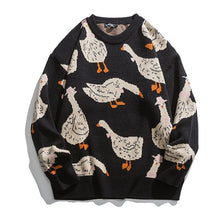 Load image into Gallery viewer, Japanese Knitted Sweater Men Cartoon Animal Duck Goose Print Pullover Harajuku Casual O-neck Oversize Top Streetwear Unisex Fall