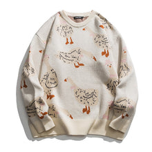 Load image into Gallery viewer, Japanese Knitted Sweater Men Cartoon Animal Duck Goose Print Pullover Harajuku Casual O-neck Oversize Top Streetwear Unisex Fall