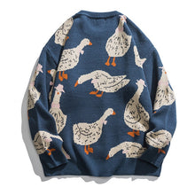 Load image into Gallery viewer, Japanese Knitted Sweater Men Cartoon Animal Duck Goose Print Pullover Harajuku Casual O-neck Oversize Top Streetwear Unisex Fall