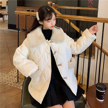 Load image into Gallery viewer, Japanese Korean Cute Lolita Jackets Women Winter Tea Party Horn Button Coat Female Kawaii Rabbit Fur Collar Lololita Coat Parkas