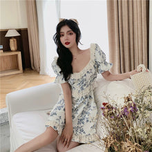 Load image into Gallery viewer, Japanese Korean Style Summer Dress Women Sexy Square Collar Kawaii Mini Dress Soft Girl Cute Sweet Puff Sleeve Lace Ruffle Dress