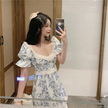 Load image into Gallery viewer, Japanese Korean Style Summer Dress Women Sexy Square Collar Kawaii Mini Dress Soft Girl Cute Sweet Puff Sleeve Lace Ruffle Dress