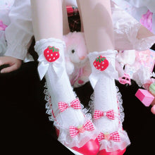 Load image into Gallery viewer, Japanese Lolita Calf Socks Lace Women Strawberry Sweet Strawberry Mid Tube Socks Pretty Princess Cosplay Girls Summer 2021 New