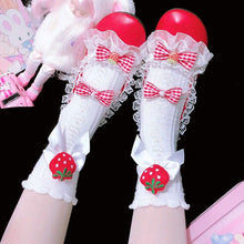 Load image into Gallery viewer, Japanese Lolita Calf Socks Lace Women Strawberry Sweet Strawberry Mid Tube Socks Pretty Princess Cosplay Girls Summer 2021 New