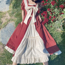 Load image into Gallery viewer, Japanese Lolita Midi Women Dress Summer 2021 Ruffle Retro Pretty Princess Kawaii Clothes Patchwork Puff Sleeve Sweet Cute Dress
