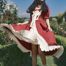 Load image into Gallery viewer, Japanese Lolita Midi Women Dress Summer 2021 Ruffle Retro Pretty Princess Kawaii Clothes Patchwork Puff Sleeve Sweet Cute Dress