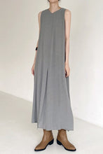 Load image into Gallery viewer, Japanese Mori Girl Style Sleeveless Maxi Solid Color Dress Women&#39;s Split Soft Cotton Tank T-shirt Sundress