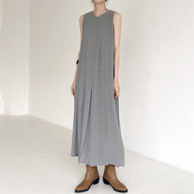 Load image into Gallery viewer, Japanese Mori Girl Style Sleeveless Maxi Solid Color Dress Women&#39;s Split Soft Cotton Tank T-shirt Sundress
