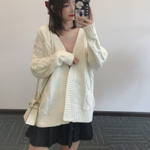 Load image into Gallery viewer, Japanese New Autumn Winter Knit Cardigans Women Solid Color Simple All Match Elegant Sweater Coat Lace-up Slim Waist Pull Femme