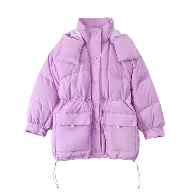 Japanese New Hooded Loose Woman Parkas Simple Solid Color Casual All Match Winter Coat Women Sweet Elegant Warm Jacket Women