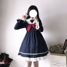 Load image into Gallery viewer, Japanese Preppy Style Dress for Woman Sweet Sailor Collar Lolita Dresses Spring Summer Sweet Bow Vestidos Teen Girls 2022 New