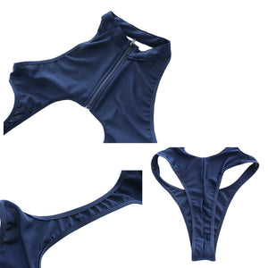 Japanese School Girls Cosplay Zipper Sukumizu Turtleneck Hollow Out Swimsuit Swimwear Sexy Backless Bodysuits Jumpsuit Drop Ship