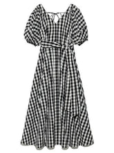 Load image into Gallery viewer, Japanese Sexy Elegant V Neck Woman Dress Design Back Lace-up Slim Waist A Line Vestidos 2022 Summer New Sundress Party Maxi Robe