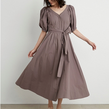 Load image into Gallery viewer, Japanese Sexy Elegant V Neck Woman Dress Design Back Lace-up Slim Waist A Line Vestidos 2022 Summer New Sundress Party Maxi Robe