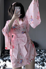 Load image into Gallery viewer, Japanese Sexy Sakura Kimono Uniform Kawaii Lingerie Robe Floral Bathrobe Short Robe Nightwear Fashion Dressing Gown for Women
