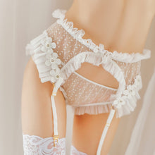 Load image into Gallery viewer, Japanese Sexy Transparent Bra and Panty Garter Belt Set Underwear Women Lingerie White Black See Through Open Bra Brief Sets Hot