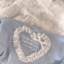 Load image into Gallery viewer, Japanese Sweet Cute Heart T-shirts for Women Simple O-neck Kawaii Bow Tops Summer Letter Puff Short Sleeve Tees Femme 2022