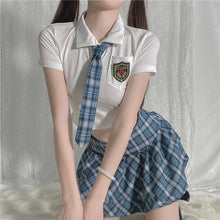 Load image into Gallery viewer, Japanese Sweet JK Uniform Lolita Girl College Style Cosplay Student Costumes Top and Pleated Miniskrit Female Schoolgirl Skirt