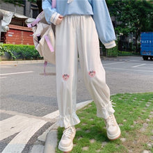 Load image into Gallery viewer, Japanese Sweet Kawaii Loose Pants Mori Girl Elastic Waist Cartoon Cute Trousers Spring Casual Ankle Tied Pantalones Mujer 2022