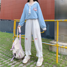 Load image into Gallery viewer, Japanese Sweet Kawaii Loose Pants Mori Girl Elastic Waist Cartoon Cute Trousers Spring Casual Ankle Tied Pantalones Mujer 2022