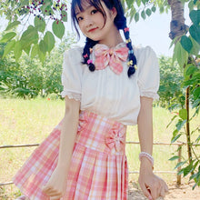 Load image into Gallery viewer, Japanese Sweet Lace Blouses White Women 2022 Cute Rabbit Ears Tops Short Sleeve Schoolgirl Button Up Shirt Kawaii Summer