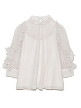 Load image into Gallery viewer, Japanese Sweet Ruffles Sleeve Woman Shirts Elegant Office Lady Autumn 2021 New Women Blouse Stand Collar Loose Moda Blusas Mujer