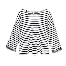 Load image into Gallery viewer, Japanese Teen Girl Retro Striped T-shirts 2022 Loose All Match Three Quarter Tops Sweet Spring Summer Simple Tee Ropa Mujer