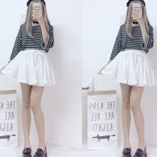 Load image into Gallery viewer, Japanese Teen Girl Retro Striped T-shirts 2022 Loose All Match Three Quarter Tops Sweet Spring Summer Simple Tee Ropa Mujer