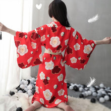 Load image into Gallery viewer, Japanese Traditional Woman Long Kimono Cardigan Cosplay Traditional Geisha Robe Vintage Clothes Polyester Sexy Kimono Lingerie