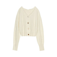 Load image into Gallery viewer, Japanese V Neck Elegant Loose Knitted Cardigans Women Simple Loose Autumn Winter New Sweater Coat All Match Casual Pull Femme