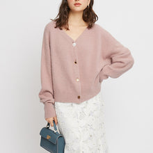 Load image into Gallery viewer, Japanese V Neck Elegant Loose Knitted Cardigans Women Simple Loose Autumn Winter New Sweater Coat All Match Casual Pull Femme